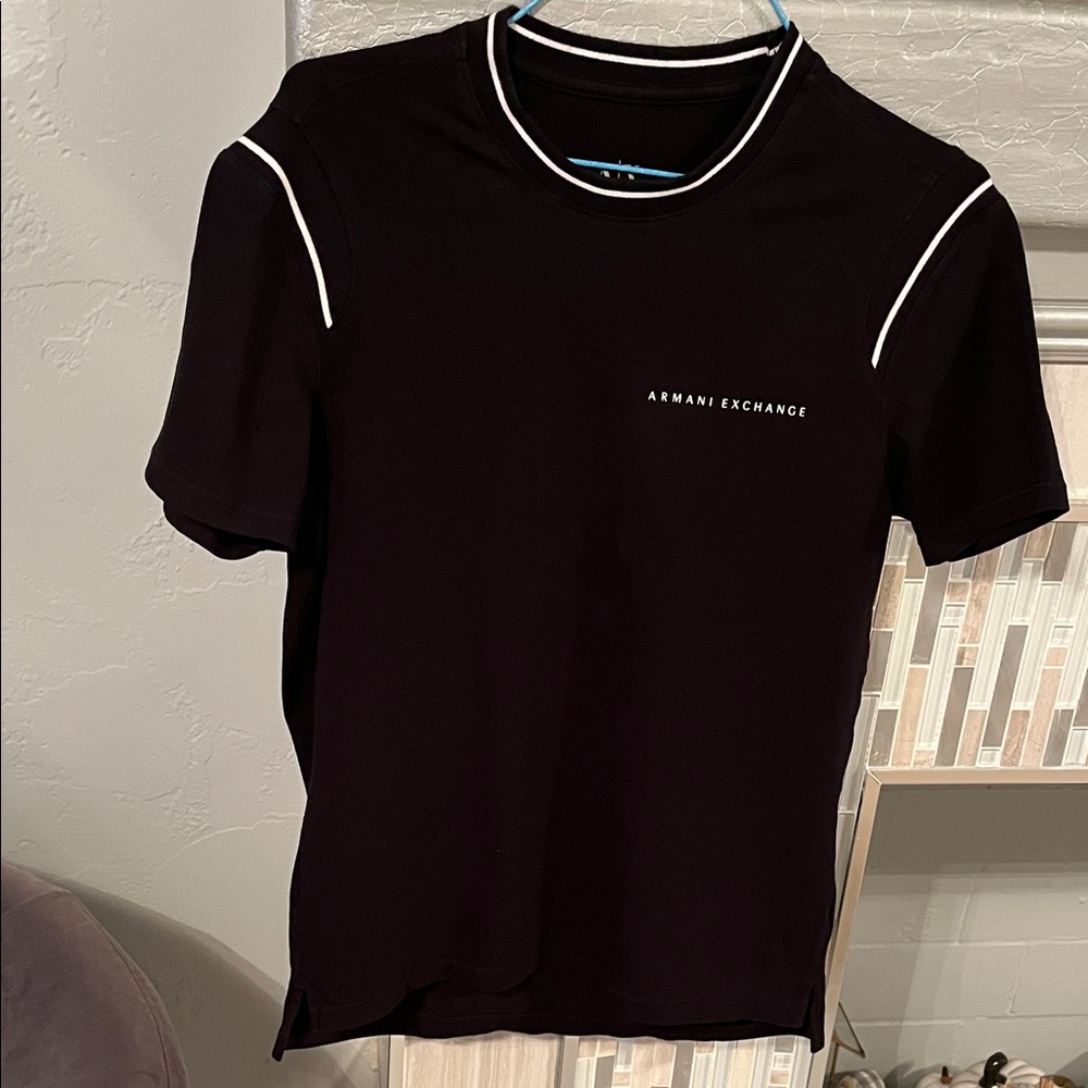Armani Exchange Black Tee with White Accents